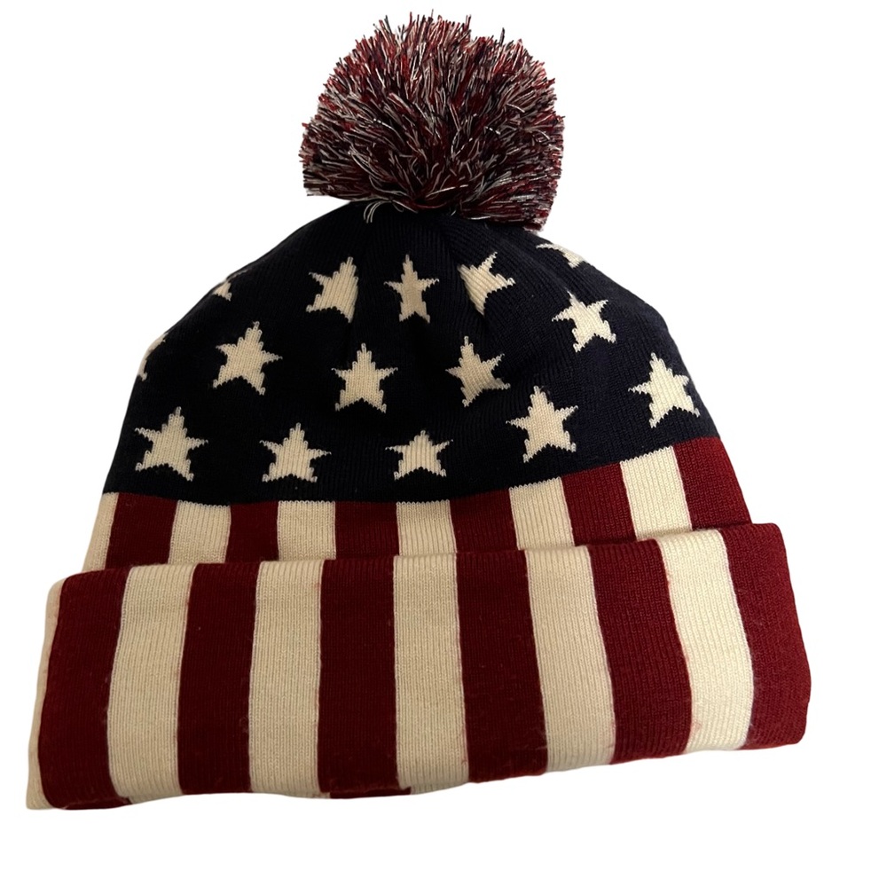 NY Jets NFL cuffed knit hat with pom. Red, white and blue. - Picture 3 of 6